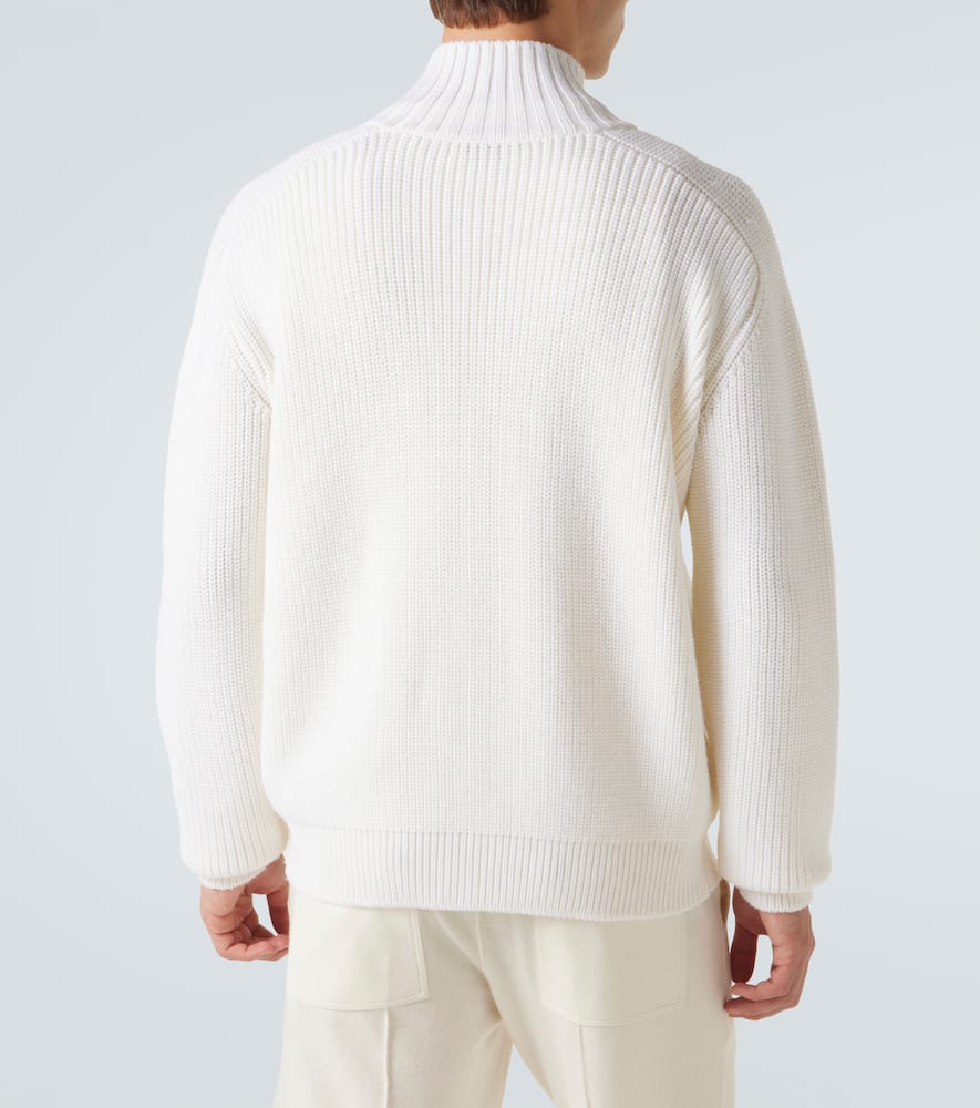 Ribbed-knit wool half-zip sweater