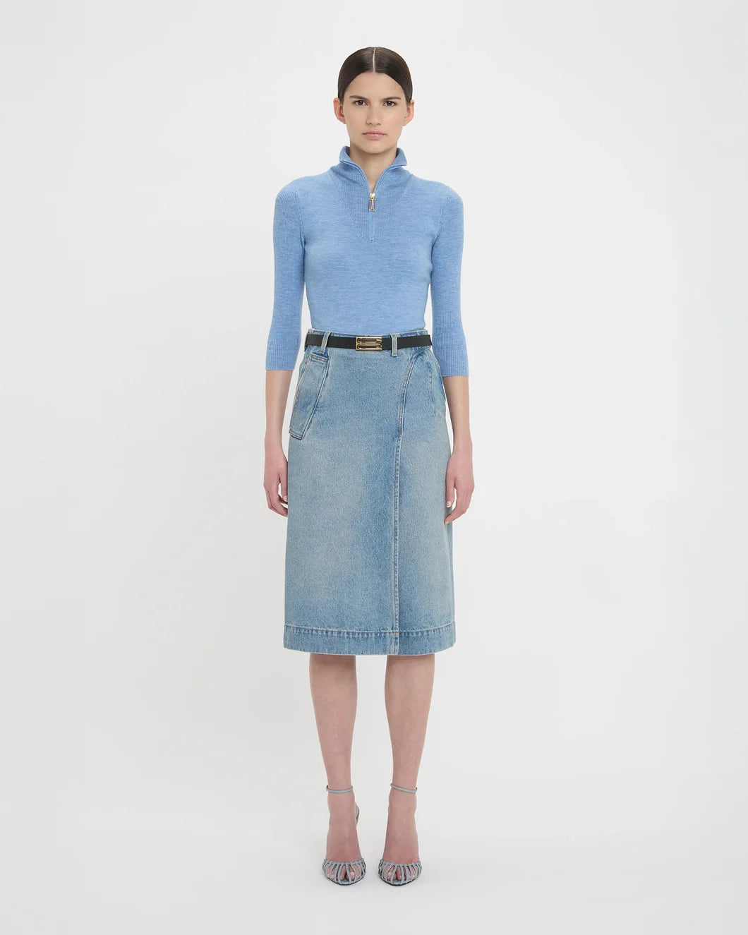 Denim Wrap Detail Skirt