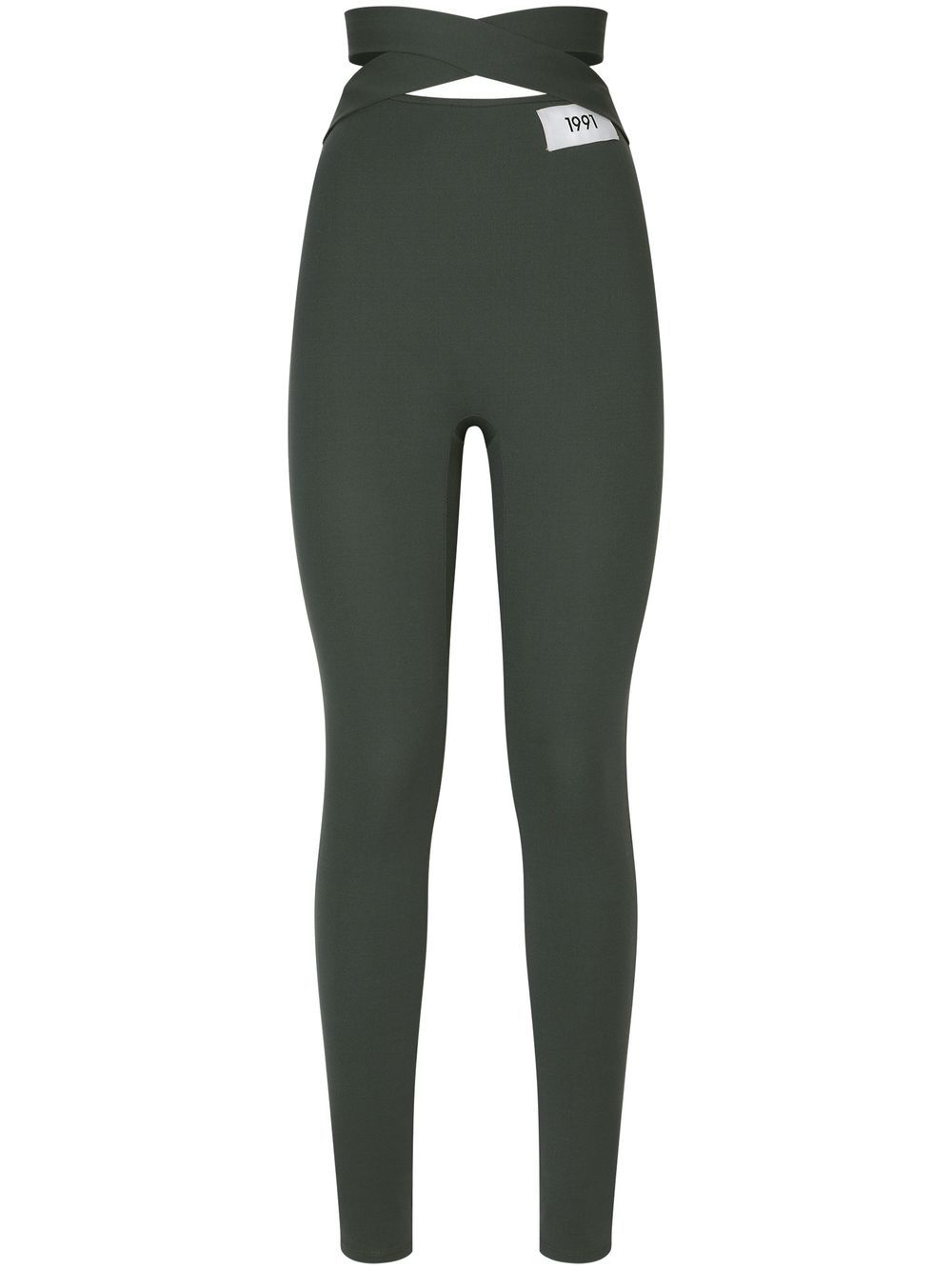 KIM DOLCE&GABBANA crossover-strap high-waisted leggings - Black