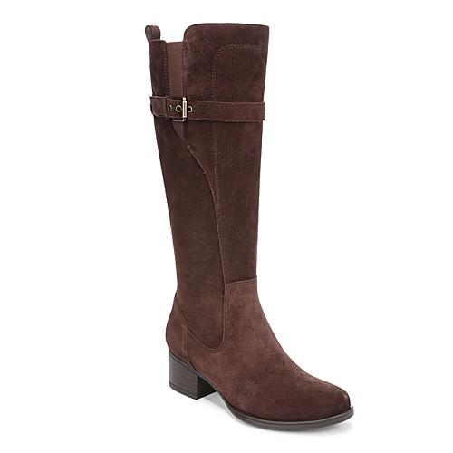 Kenna Leather or Suede Tall Riding Boot - Regular Calf - Chocolate Bar Suede