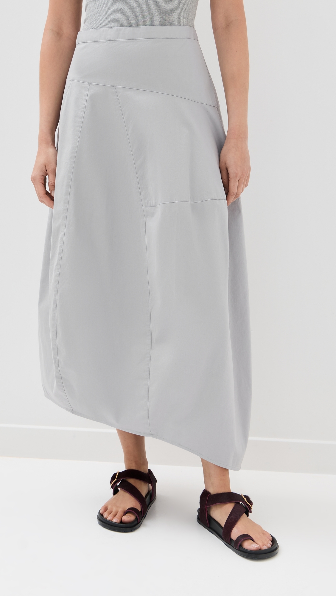 Tibi Garment Dyed Asymmetrical Balloon Skirt Grey