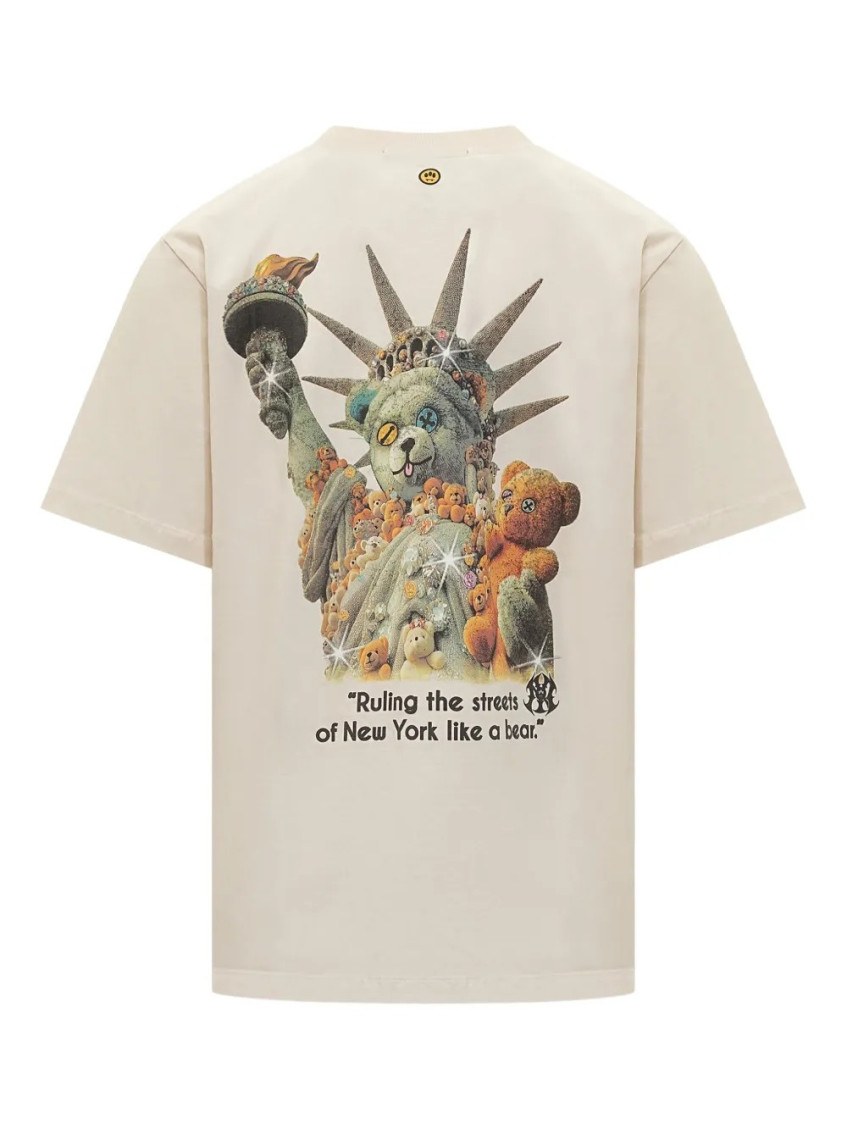 Beige Crewneck Graphic Print T-Shirt