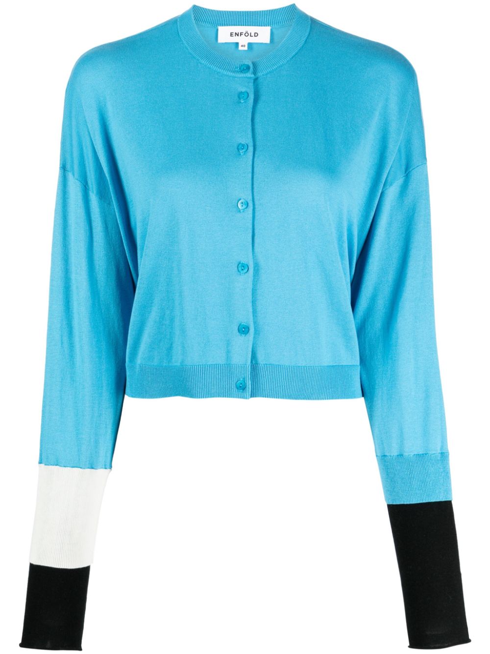 Colour-block fine-knit cardigan - Neutrals