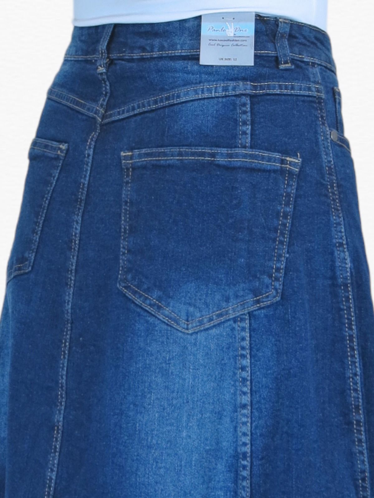 Paulo Due Flared Denim Maxi Skirt In Dark Indigo
