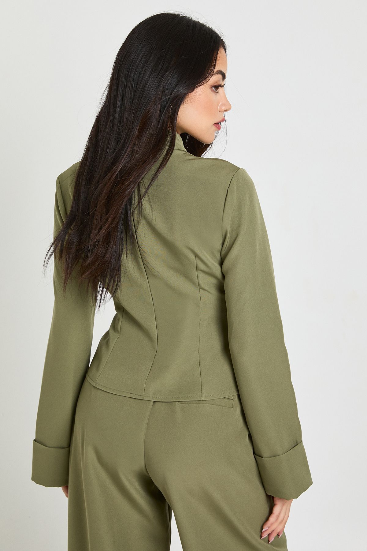Boohoo Womens High Neck Peplum Top - Dark Green