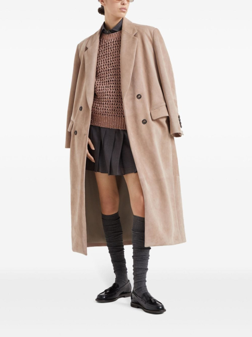 Brunello Cucinelli Scheerwollen blouse met afwerking - Grijs