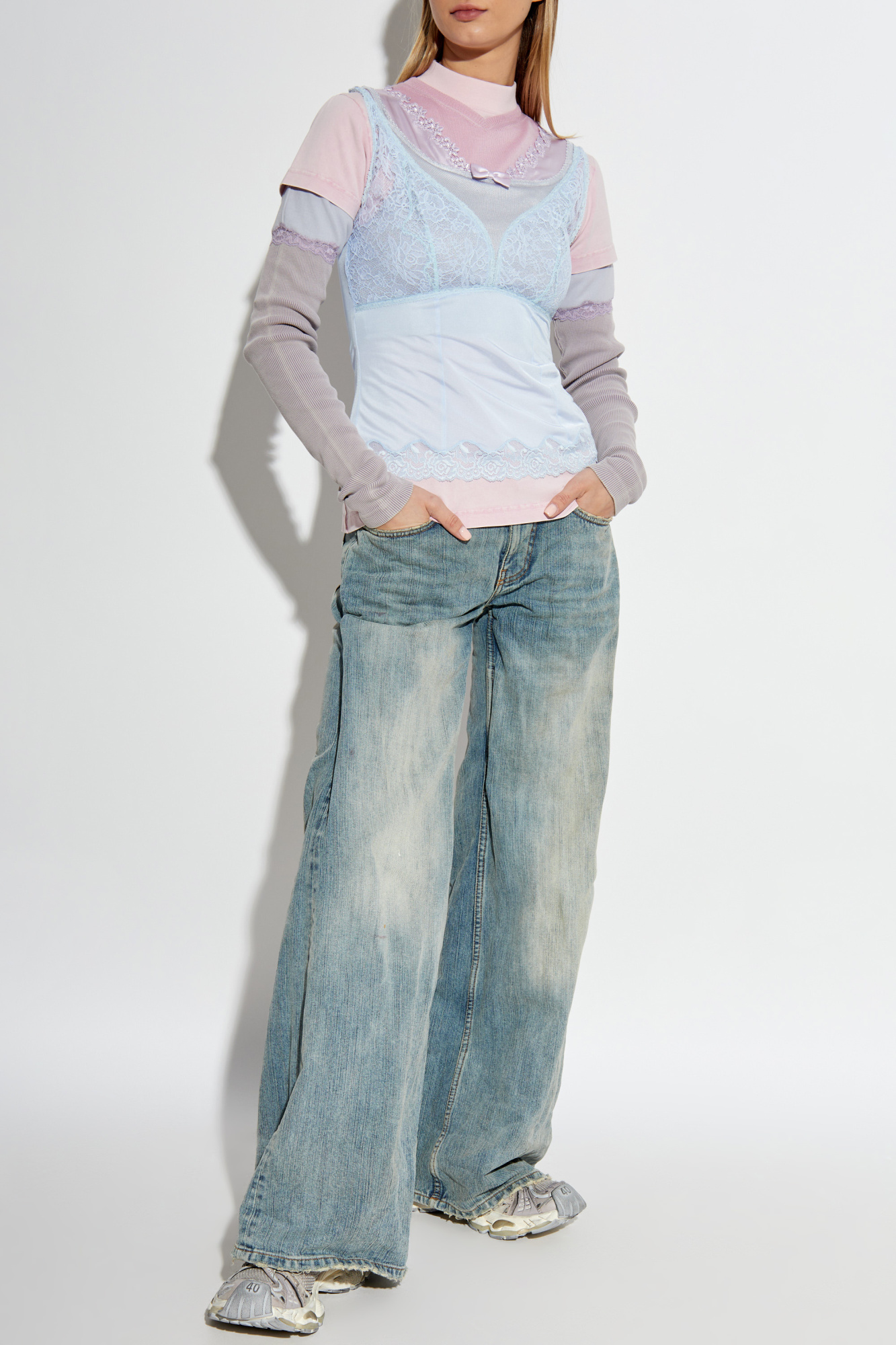 Top With Stand-up Collar, Women's, Multicolour