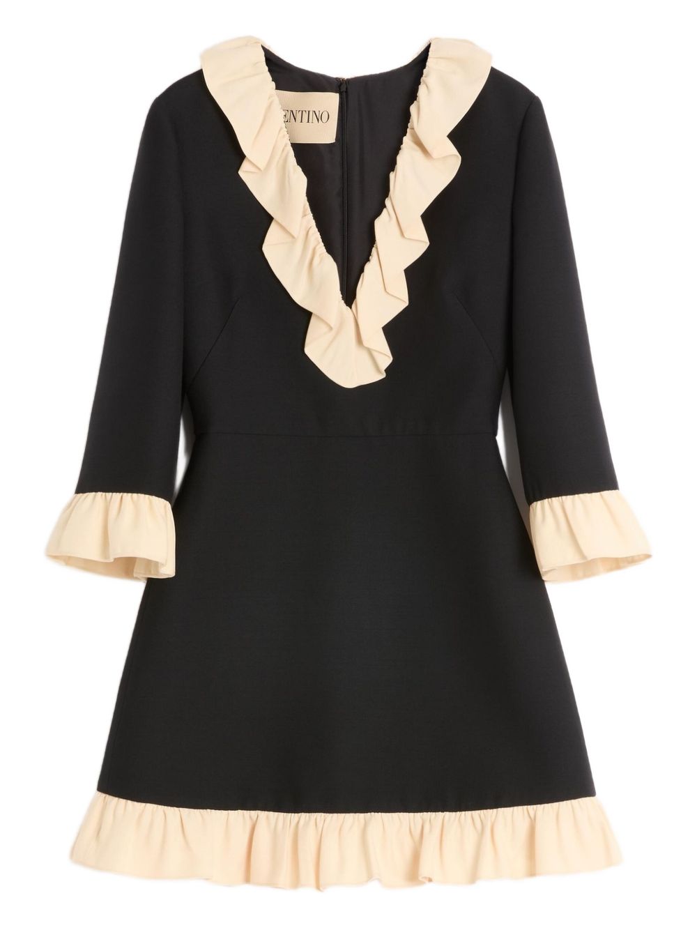 Ruffle-trim mini dress - Black
