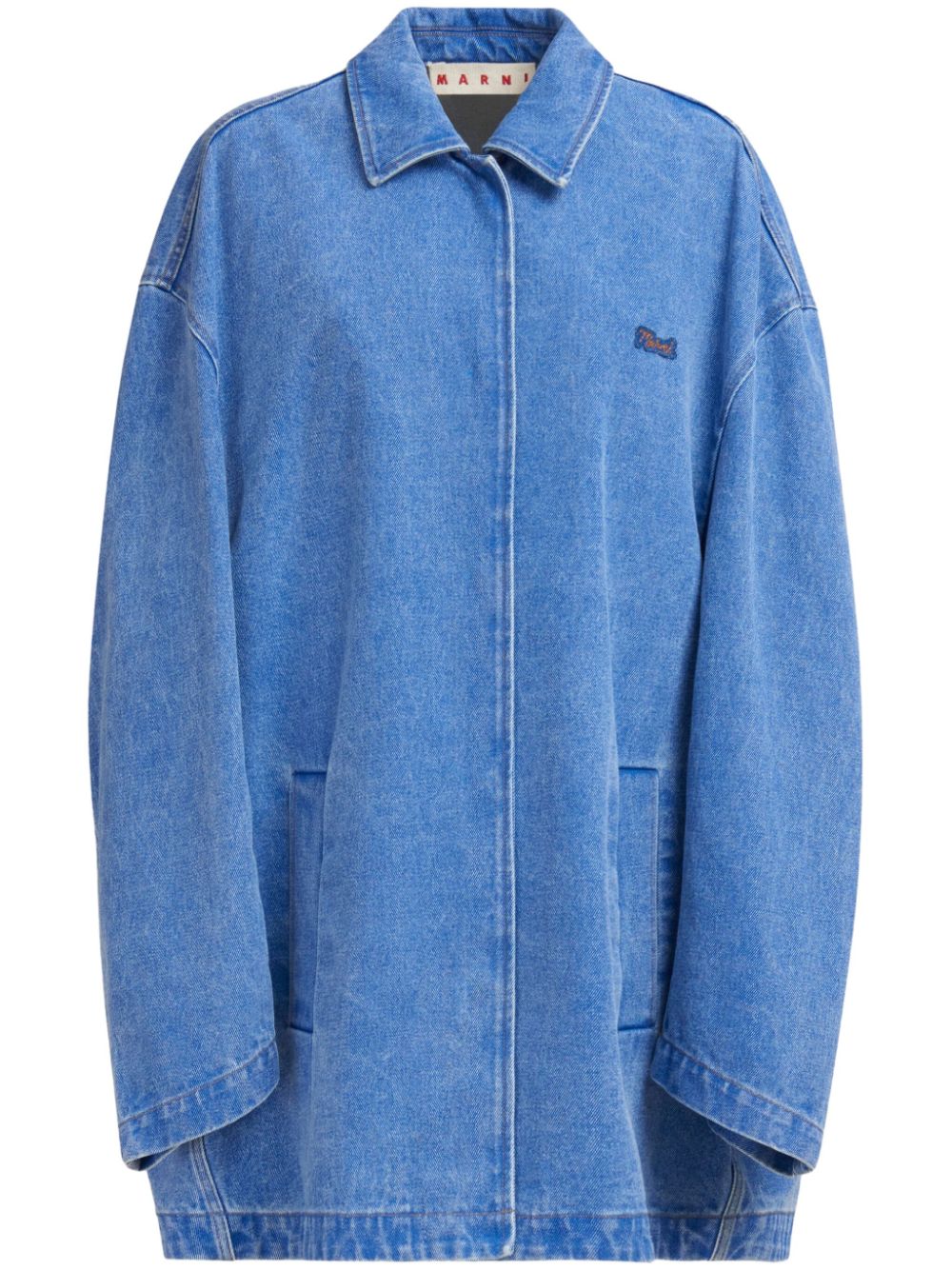 Logo-appliqué denim jacket - Blue