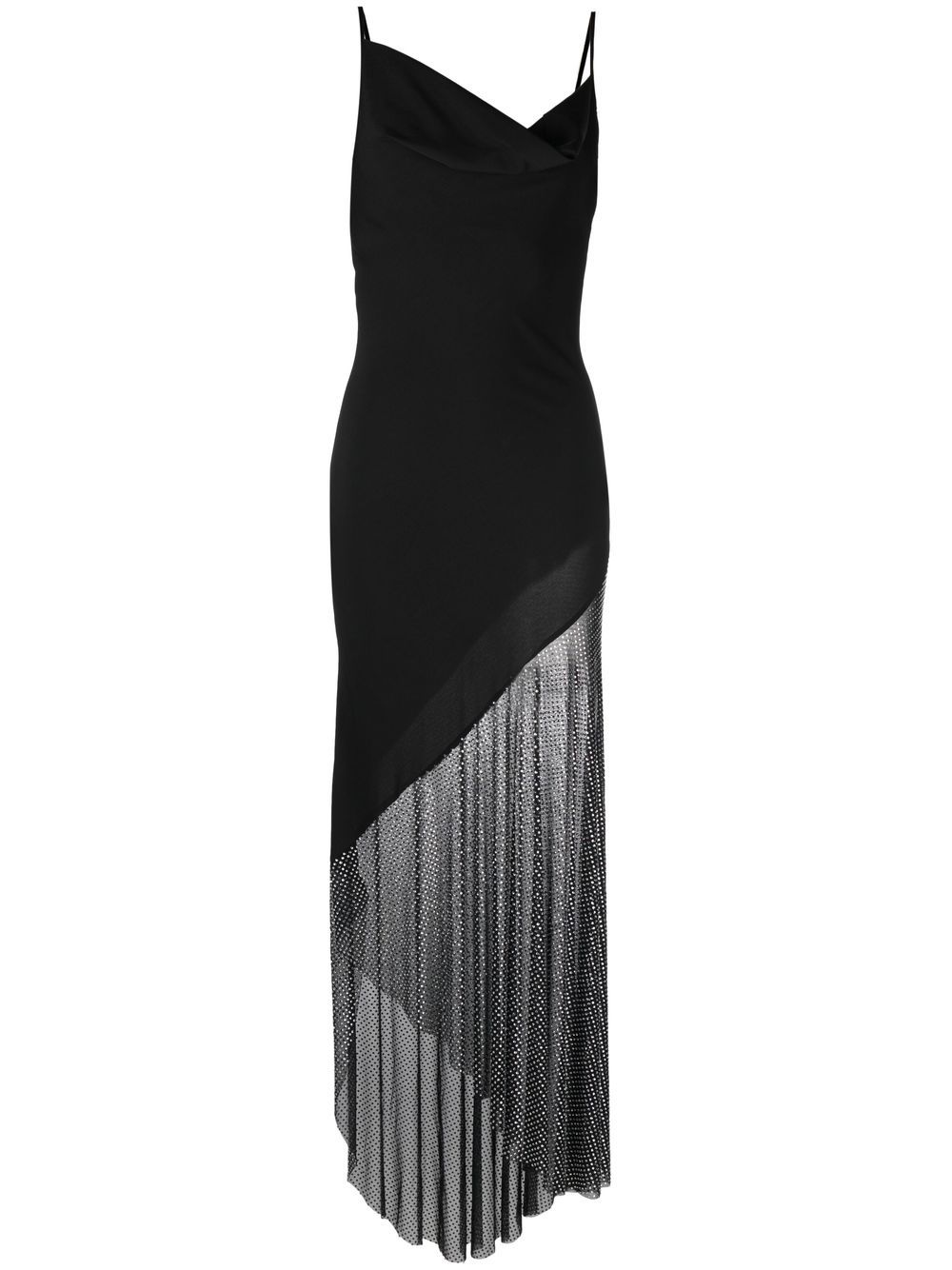 Asymmetric spaghetti-strap maxi dress - Black
