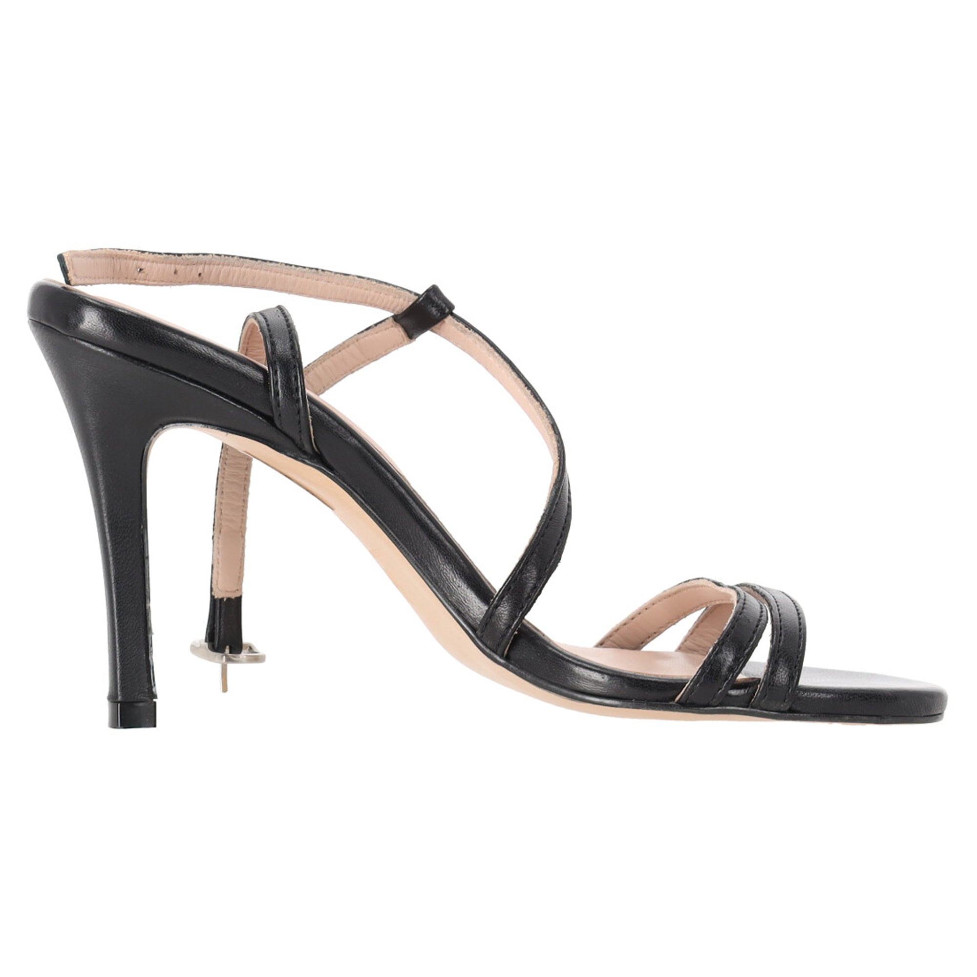 Laurel Slingback Sandals in Black Leather