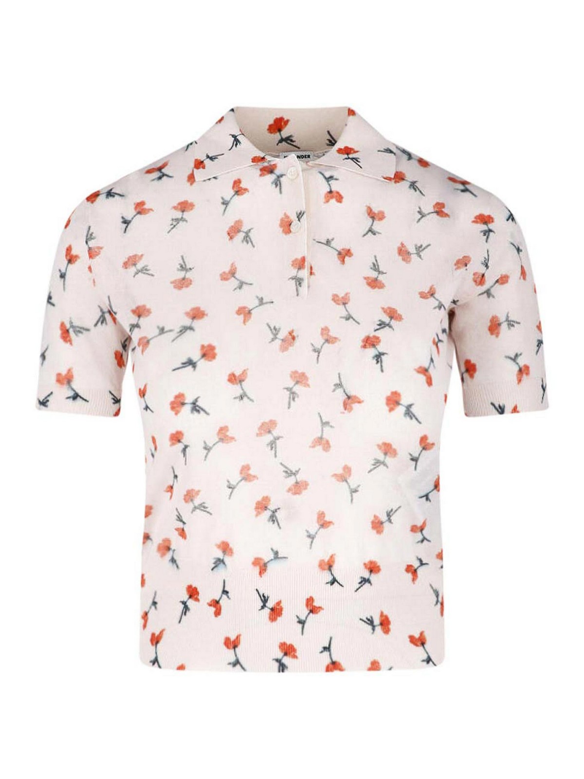 Jil Sander - knit polo collar top floral pattern
