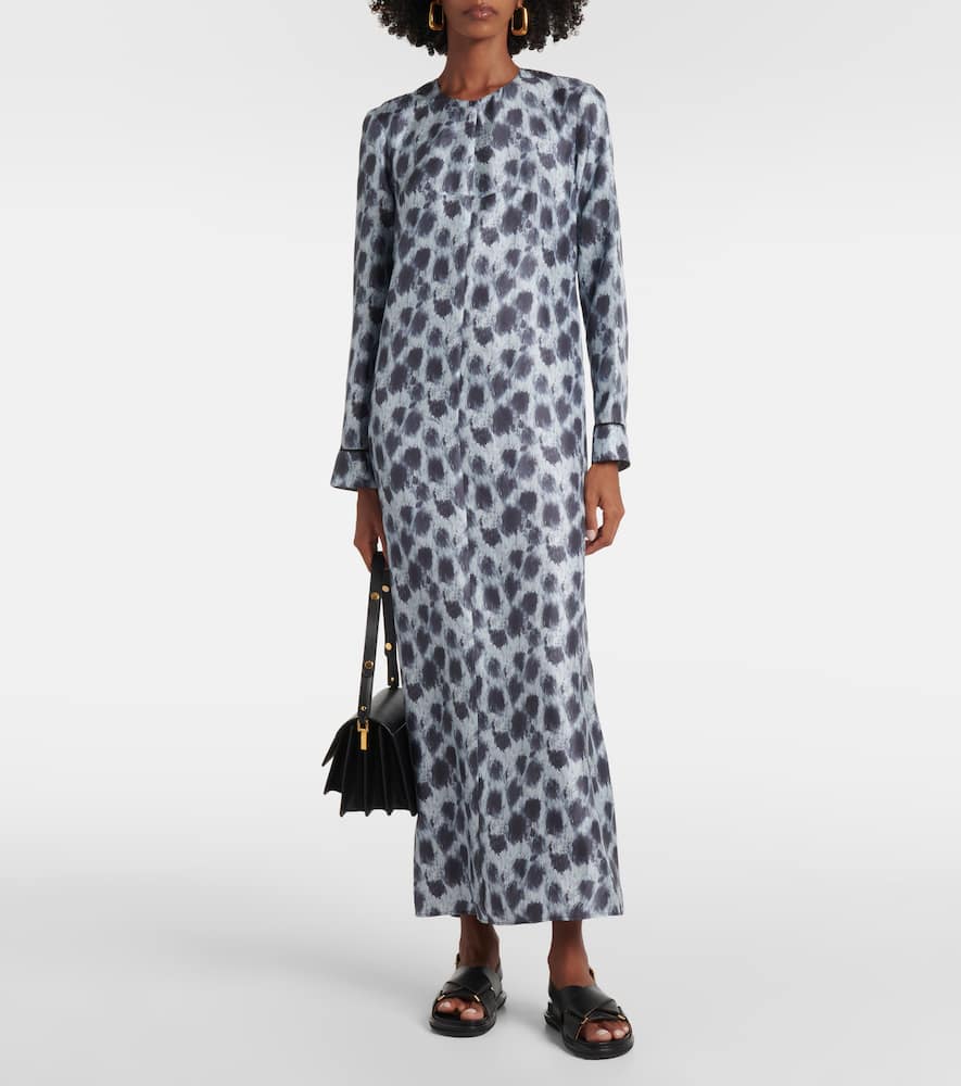 Printed silk maxi dress