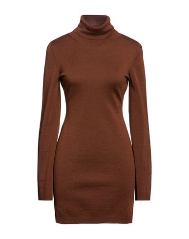 Woman Mini dress Brown Size M Virgin Wool