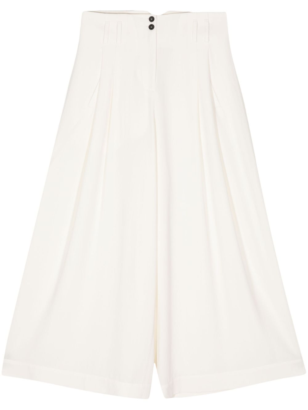 High-waisted wool trousers - White