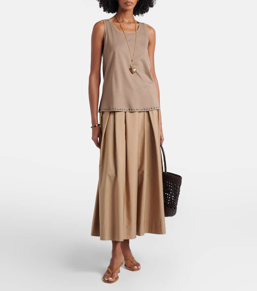 Furetto embellished cotton-blend tank top