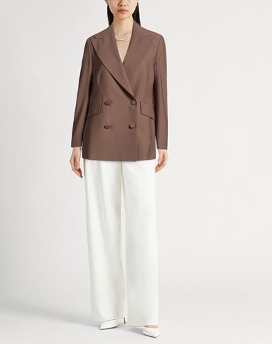 Woman Blazer Khaki Size 2 Polyester, Virgin Wool, Elastane
