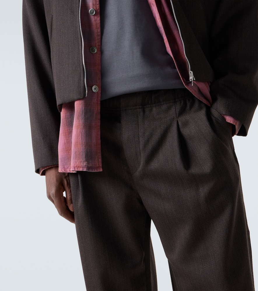 Leisure mid-rise wide-leg wool pants