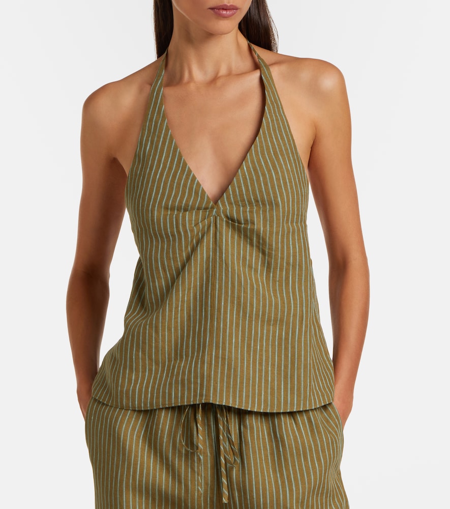 Corso striped halterneck linen top