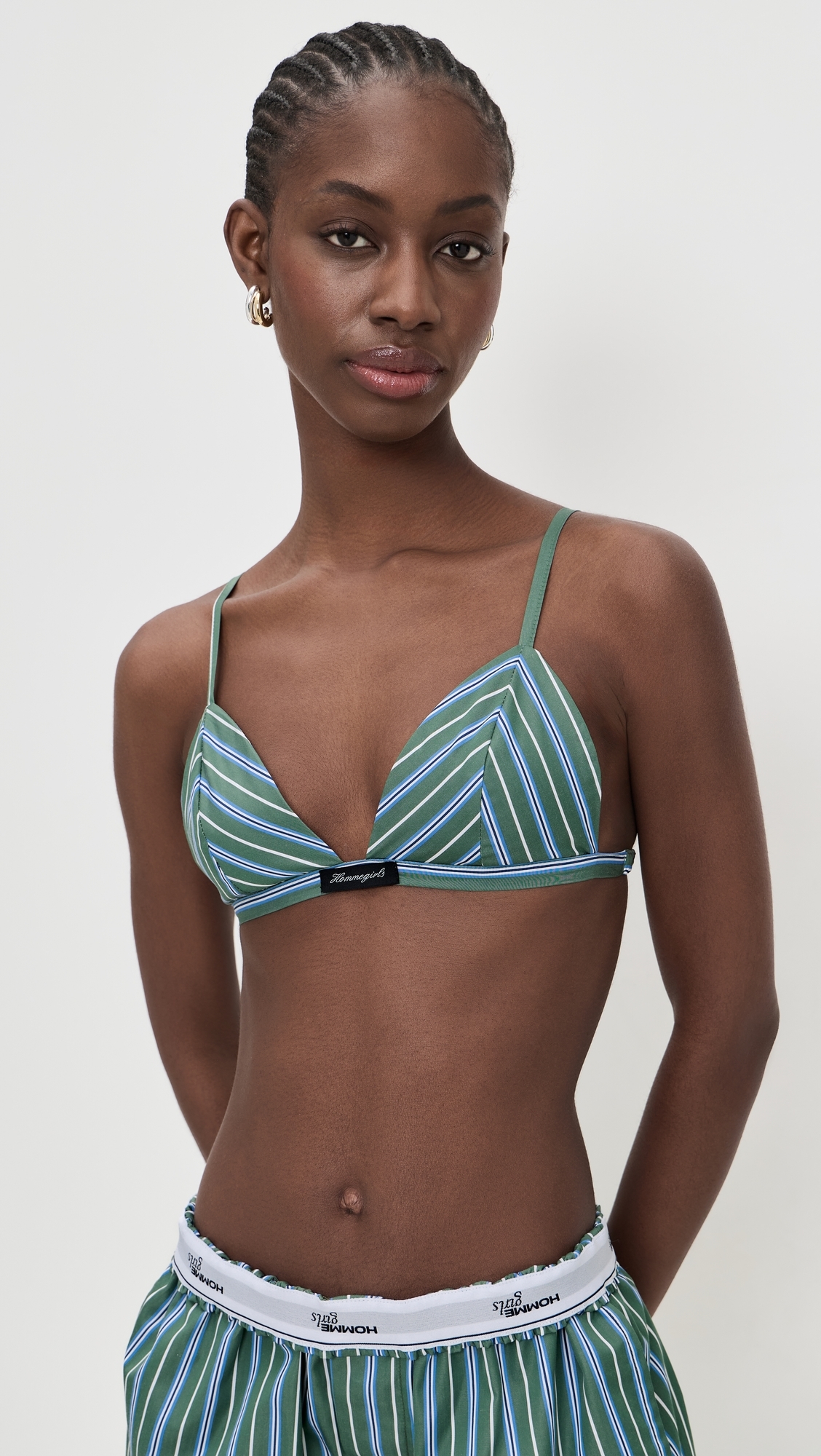 Shirting Bralette Green Porto Stripe