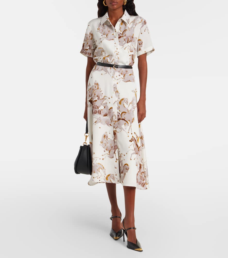 Kiera printed silk shirt dress