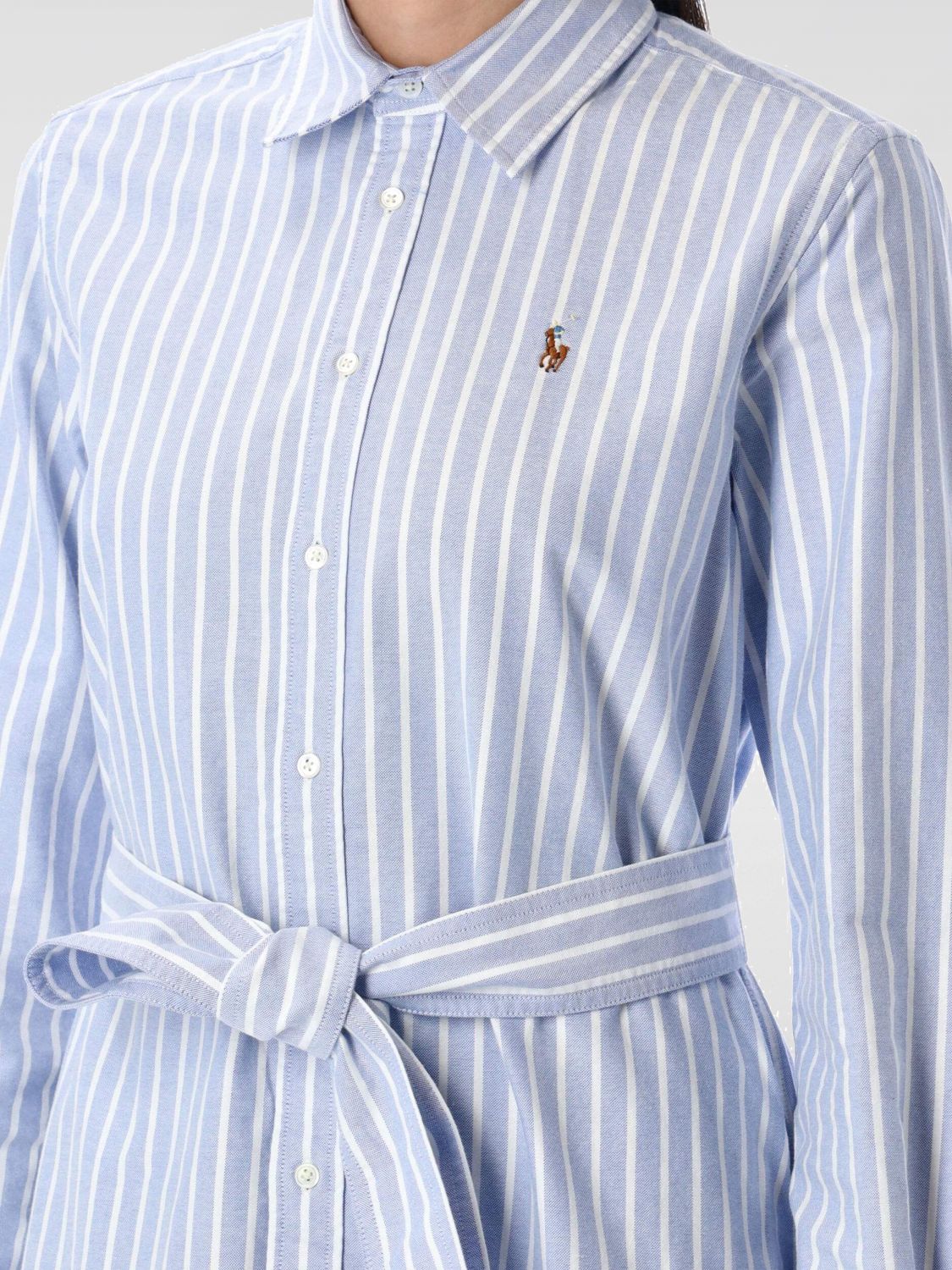 Striped cotton midi dress - Blue