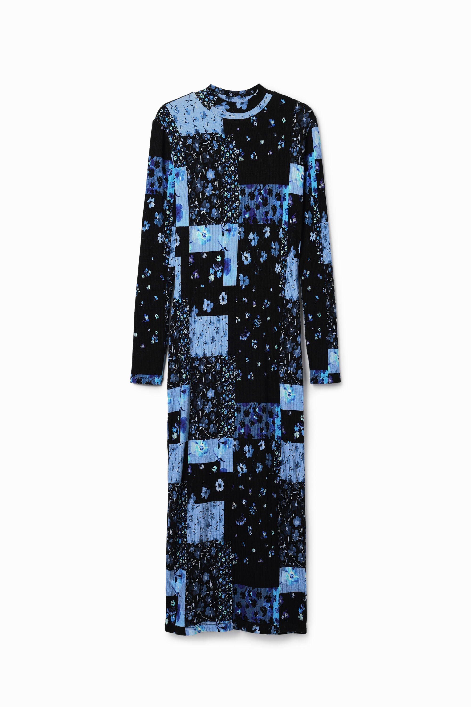 Floral ribbed midi dress