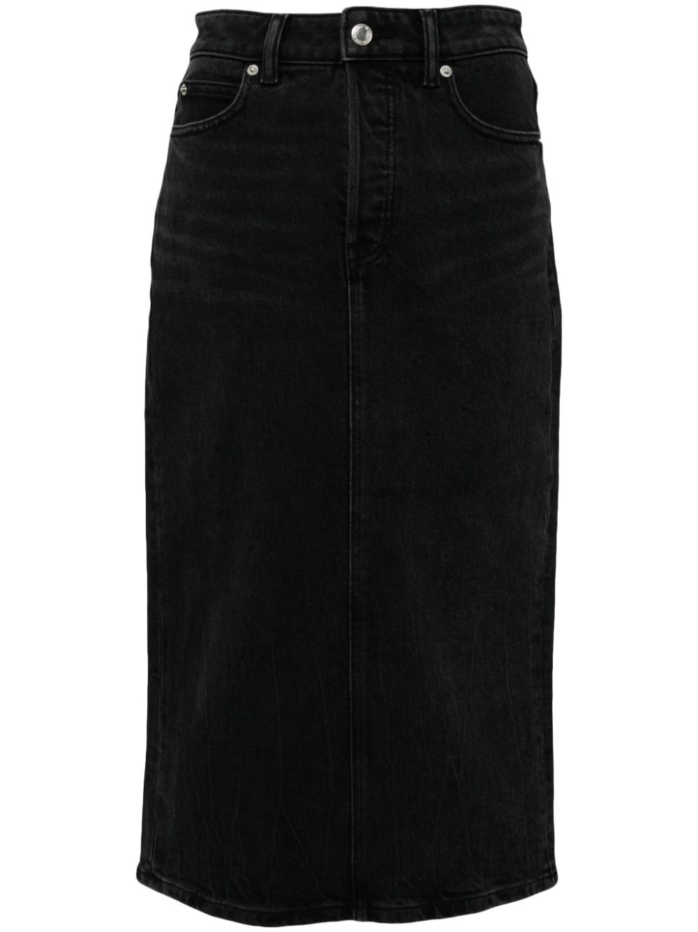 Midi pencil skirt in comfort stretch denim - Black