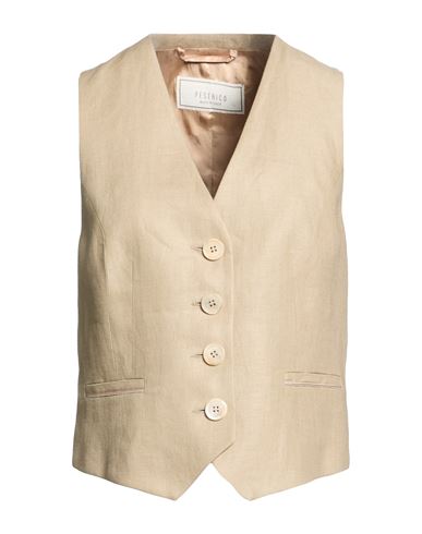 Woman Tailored Vest Khaki Size 6 Linen