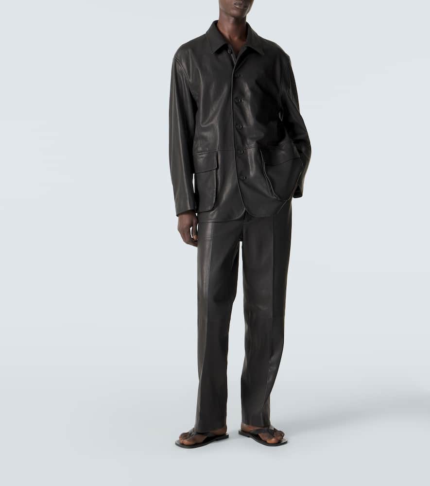 Leather blouson jacket