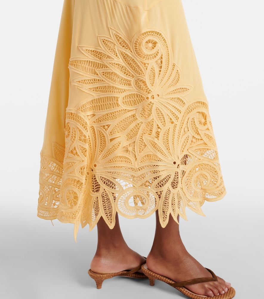 Idra lace-trimmed silk maxi dress
