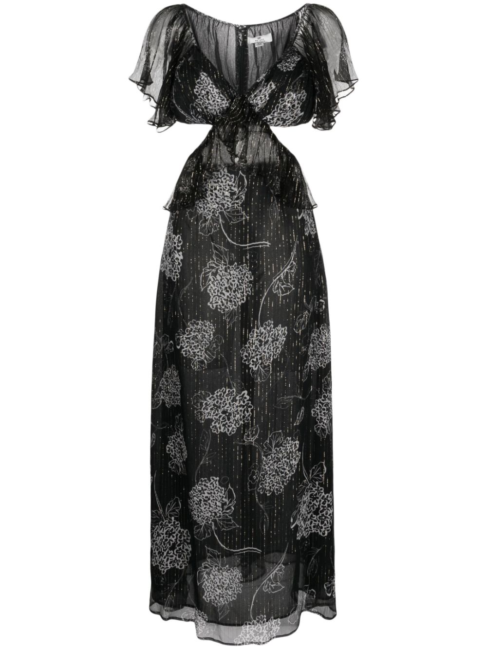 Cerelia frilled silk midi dress - Black