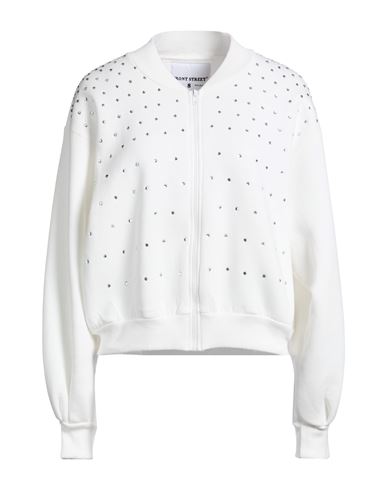 Woman Sweatshirt White Size L Cotton, Polyester
