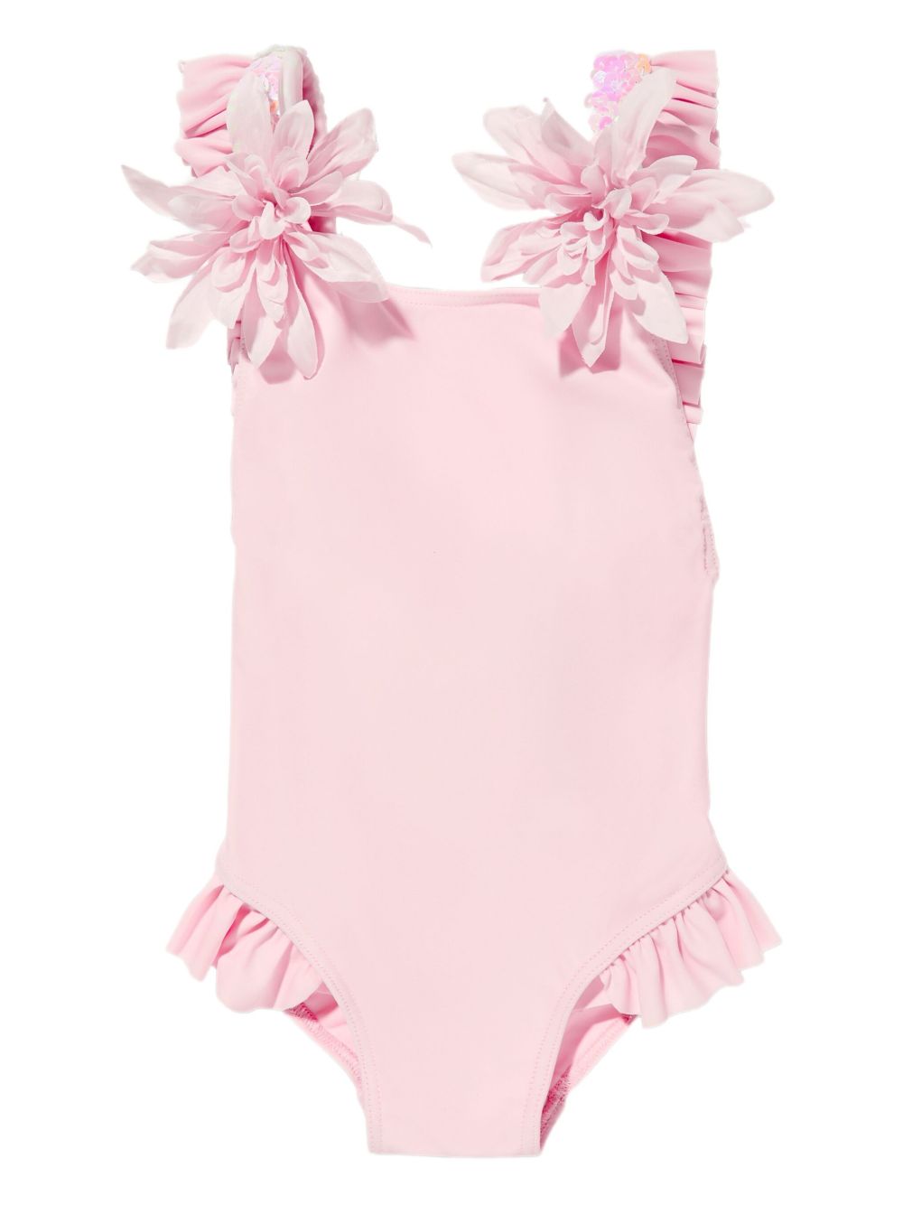 Ruffled flowered swimsuit - Pink
