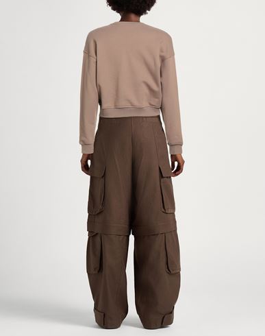 Woman Sweatshirt Khaki Size M Cotton, Elastane