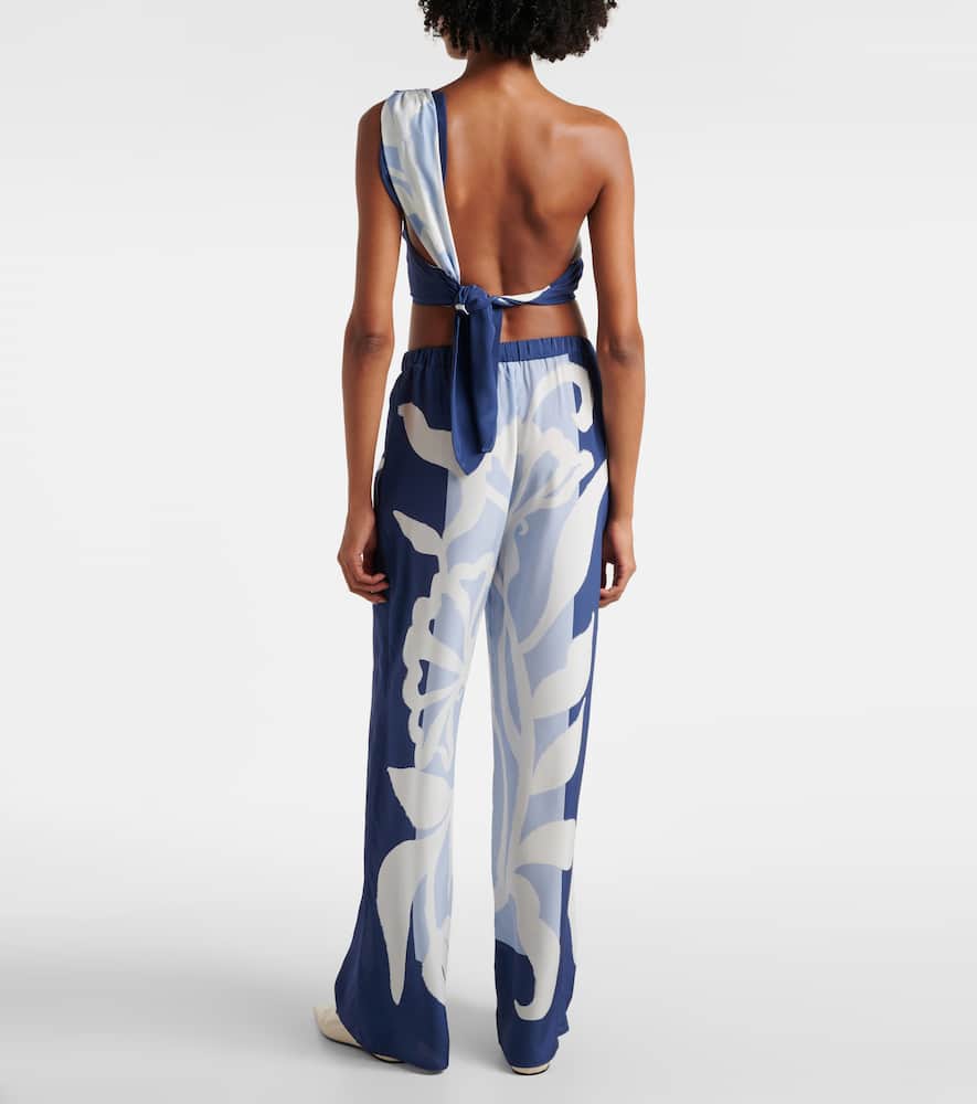 Portia floral silk crop top