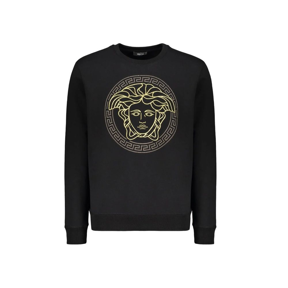 Gold Medusa-Head Embroidered Sweatshirt — Black
