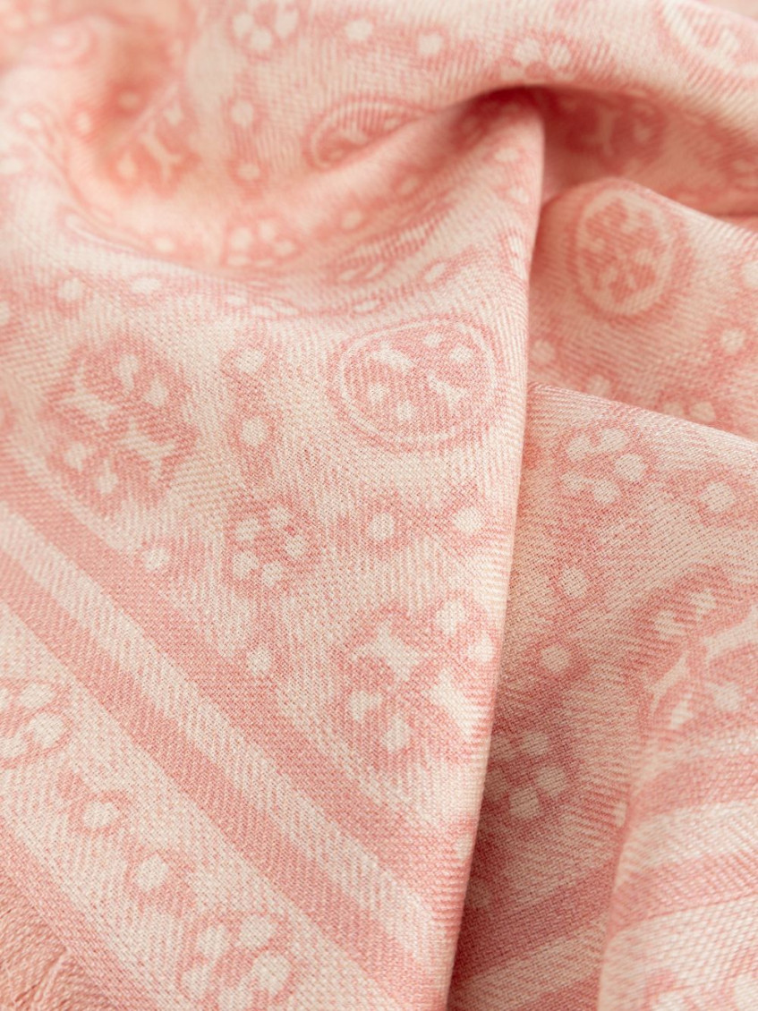 Tory Burch - patterned scarf all over fringed edge