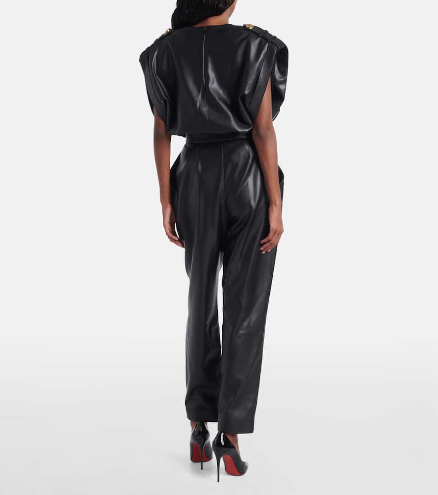 Faux leather tapered pants