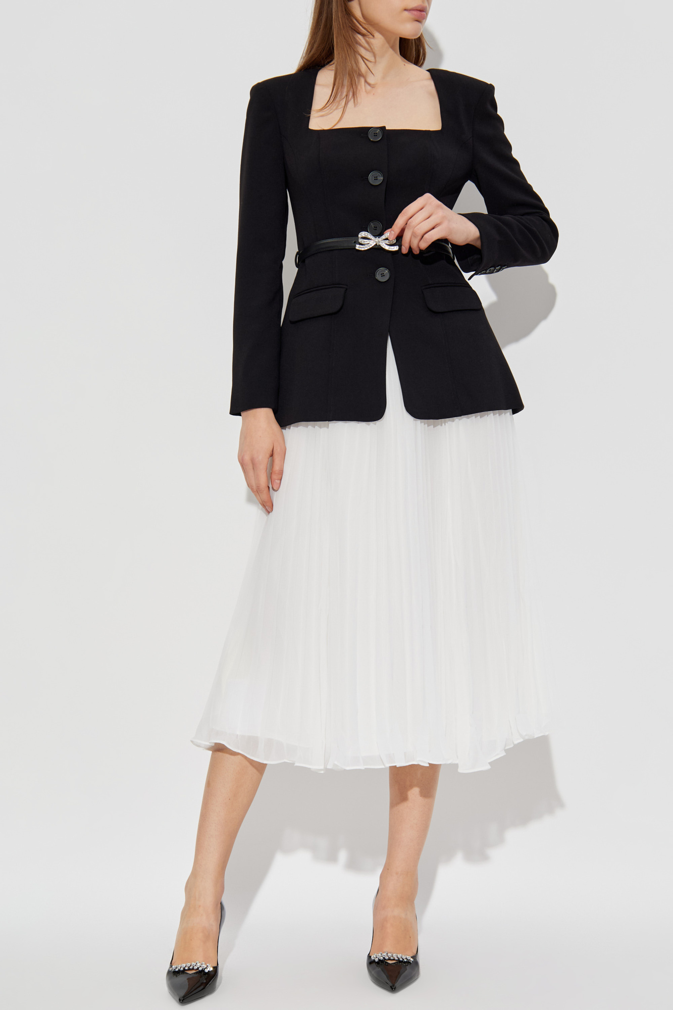 Dress With Pleated Skirt, Women's, Black