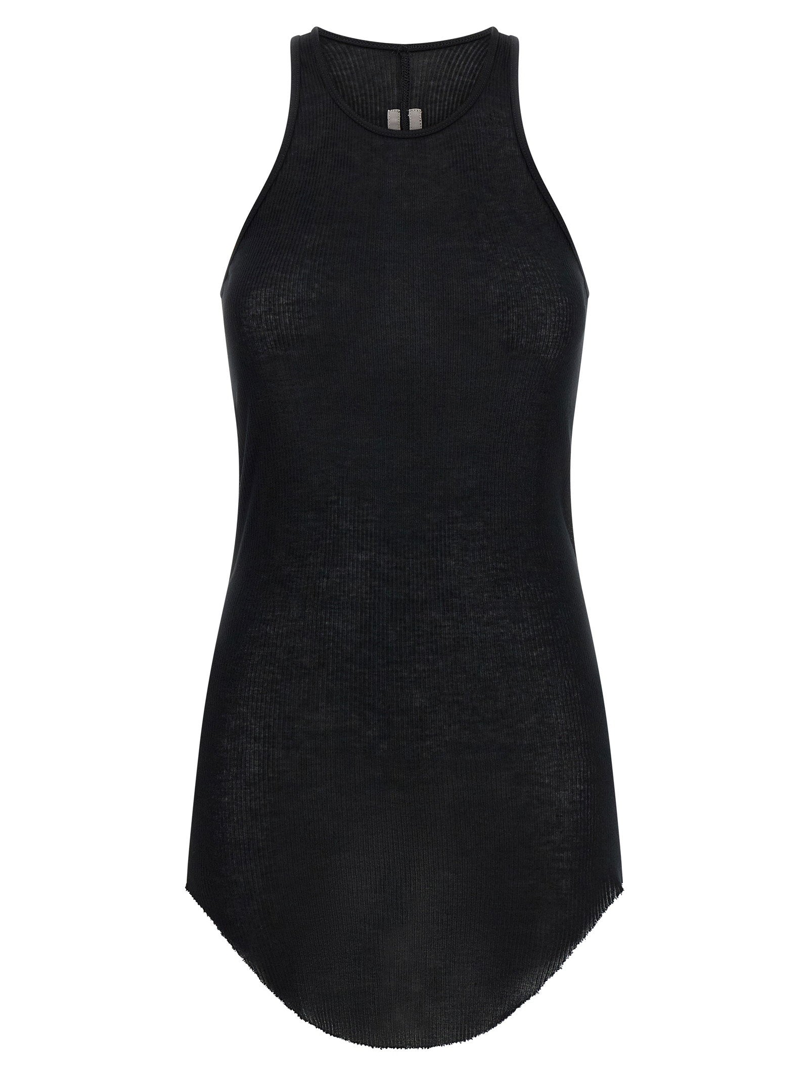 Ribbed Viscose Blend Tank Top — Black