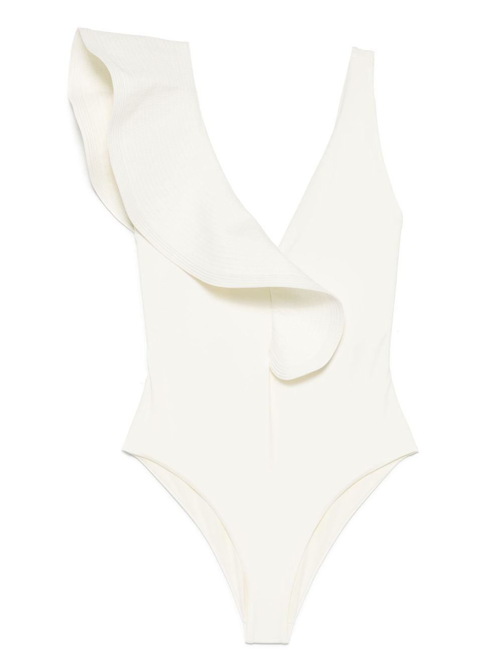 Ruffle-detailing swimsuit - Neutrals