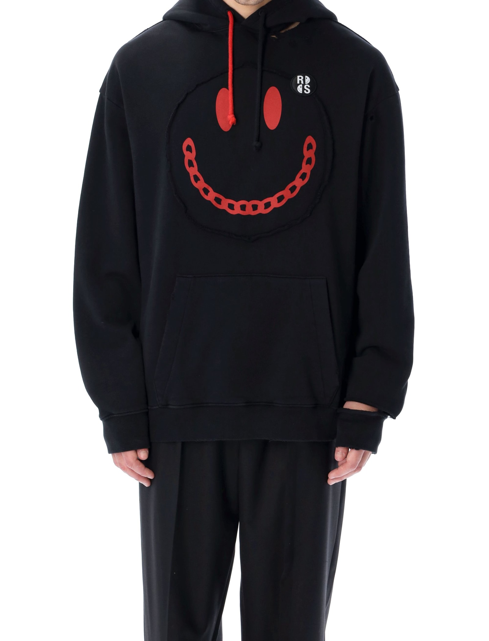 X Smiley distressed-finish hoodie