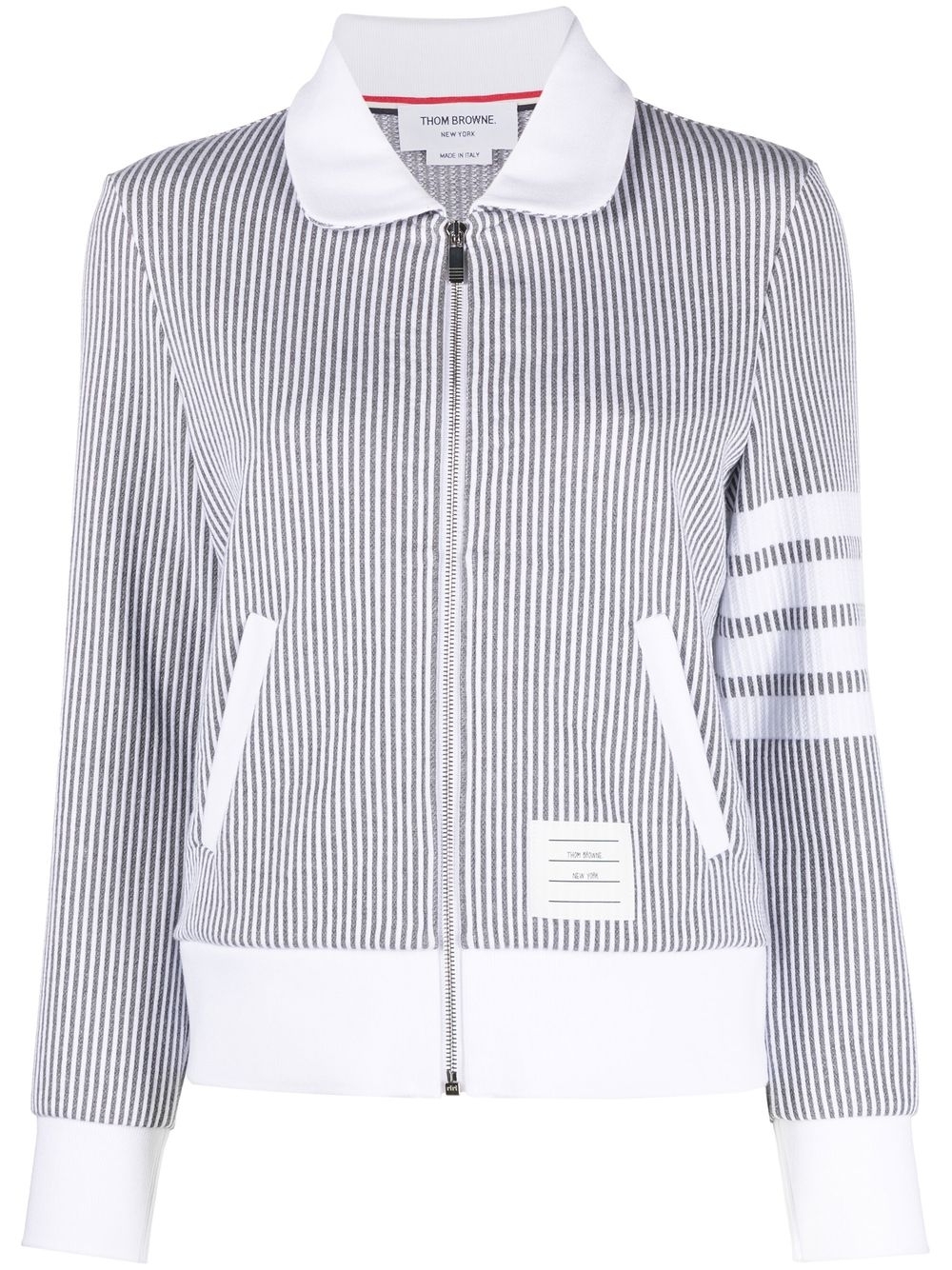 Zip-fastening seersucker jacket - Grey