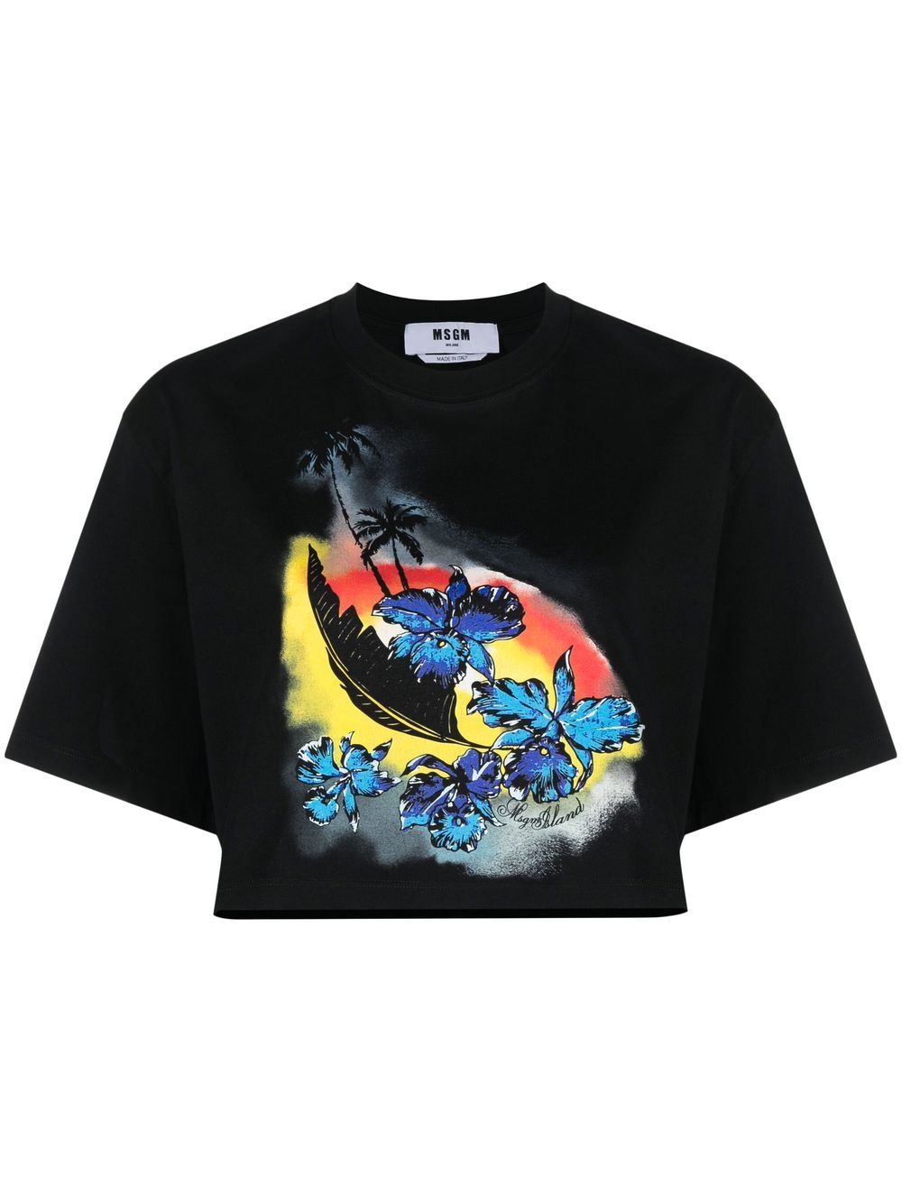 Graphic-print cropped T-shirt - Black