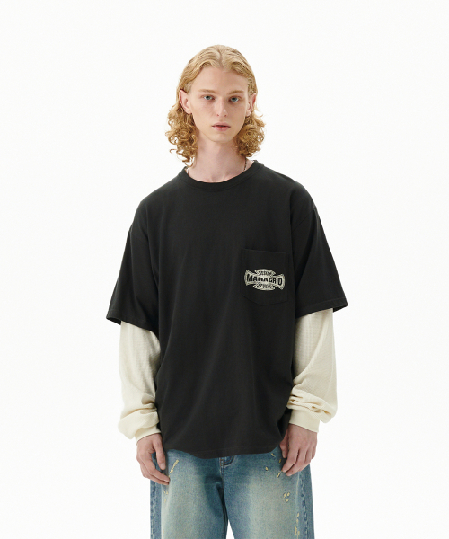 CROSS LOGO THERMAL LS TEE CHARCOAL