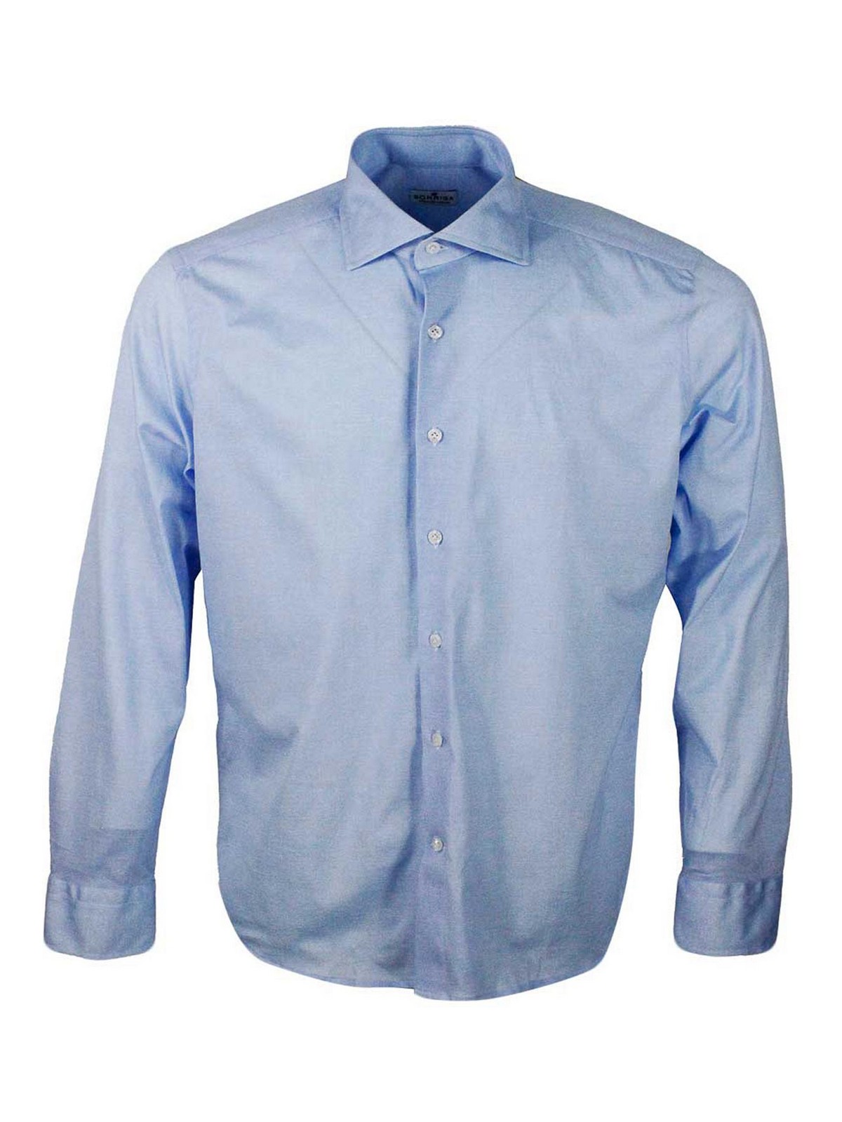 Luxury Shirt In Soft, Precious And Very Fine Stretch Cotton Flower With French Collar In Two-tone Melange Print