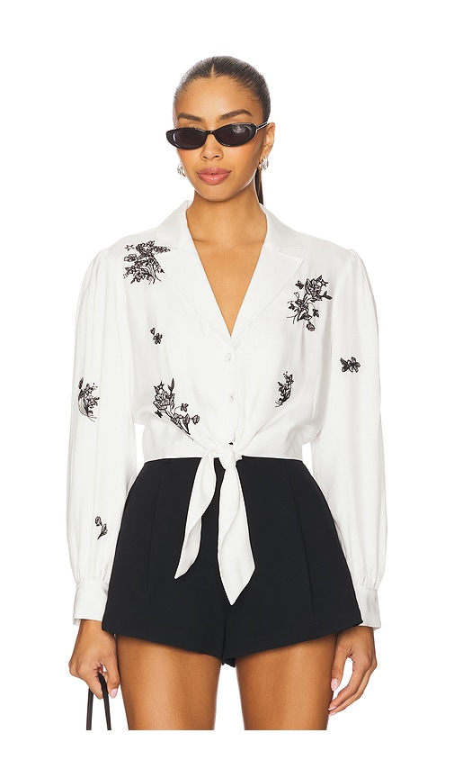 Cinq a Sept Wildflower Whimsy Marin Top in Ivory & Black.  XS also in