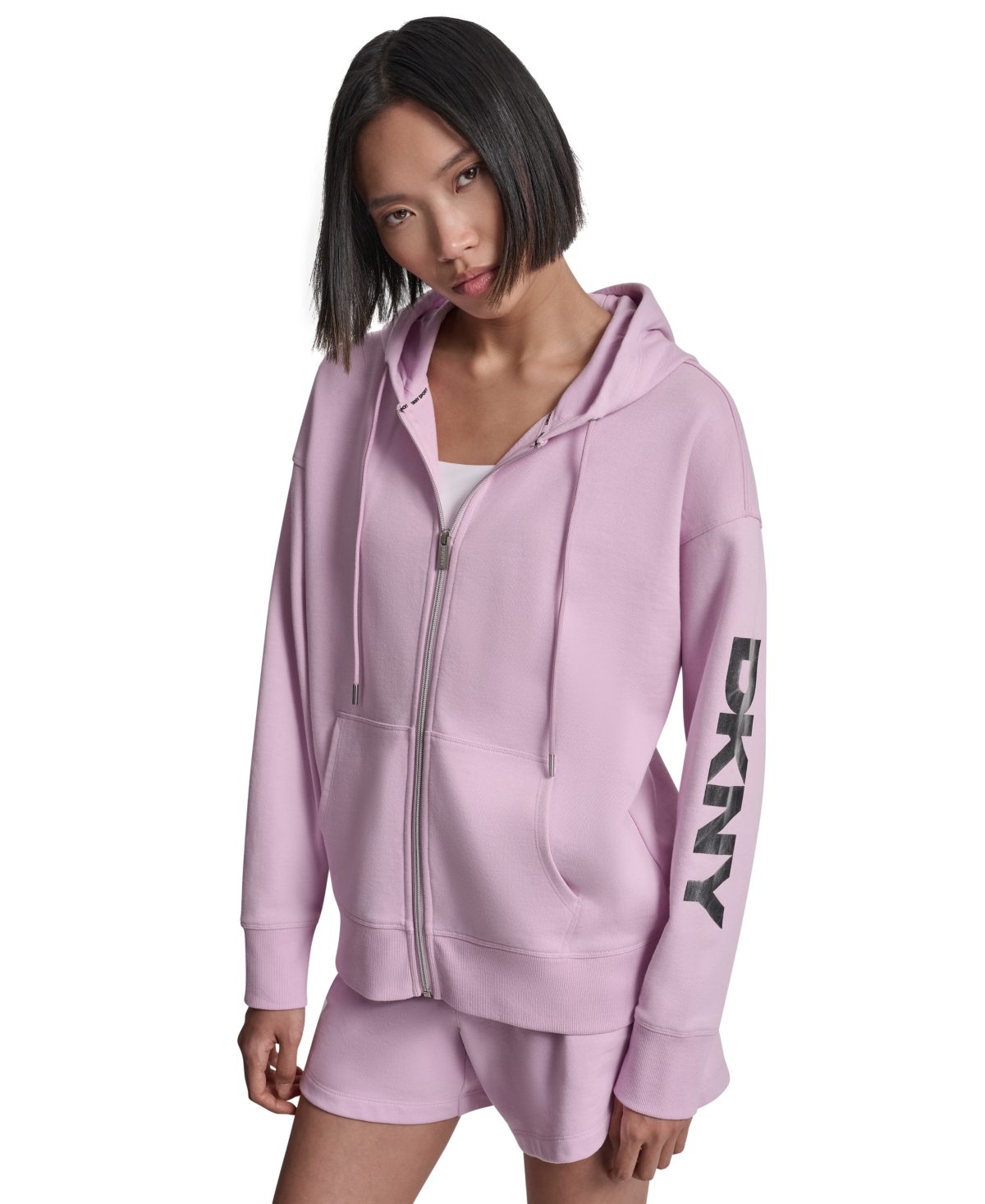 Women's Regular-Fit Full Zip Hoodie - Pink Lavender/silver
