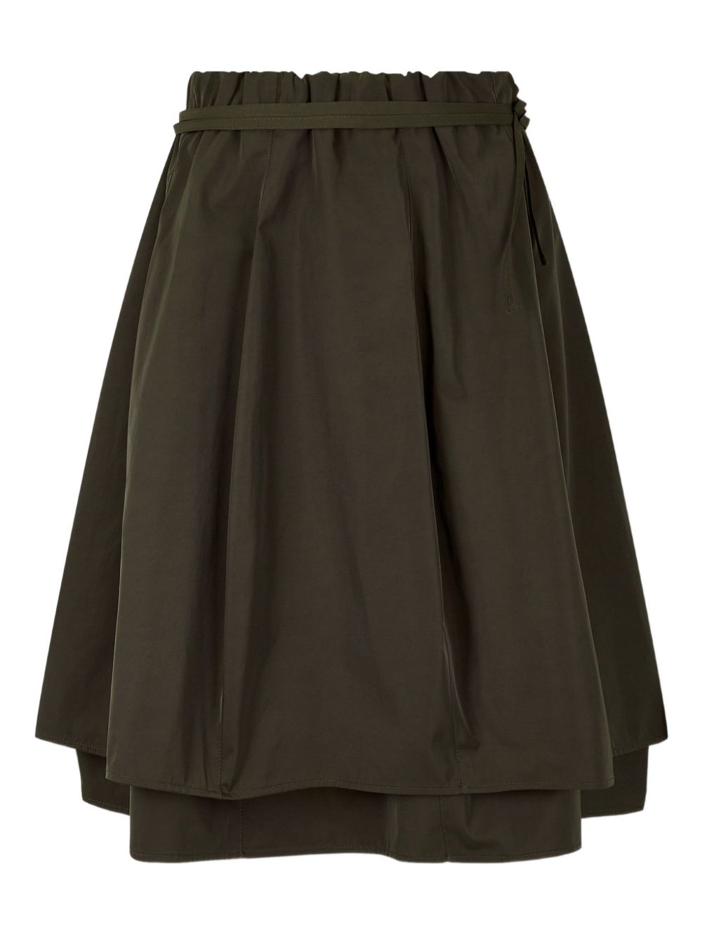 Layered drawstring midi skirt - Green